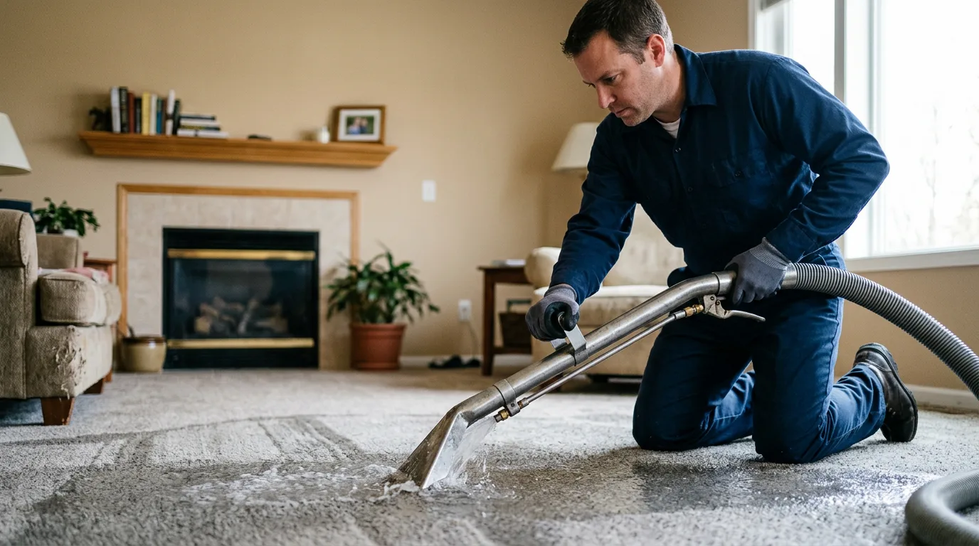 Water damage restoration technician working near Roeland Park, KS